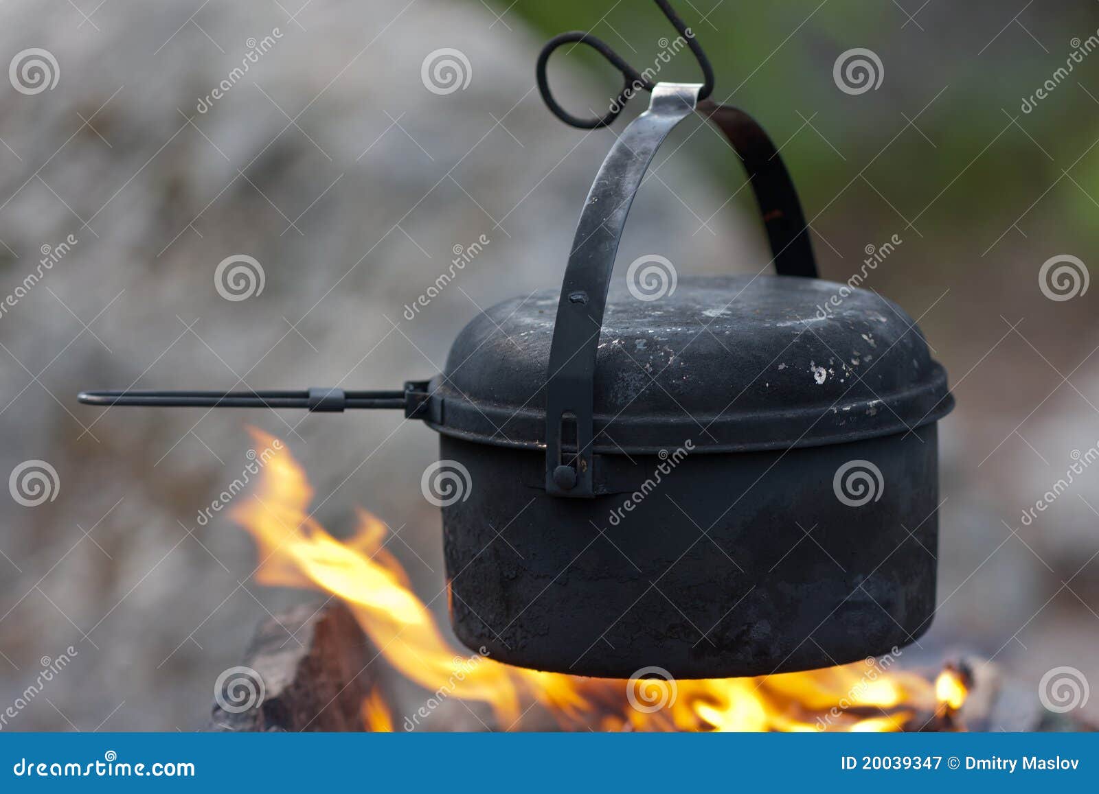 Burned tourist kettle stock image. Image of prepare, flame 20039347