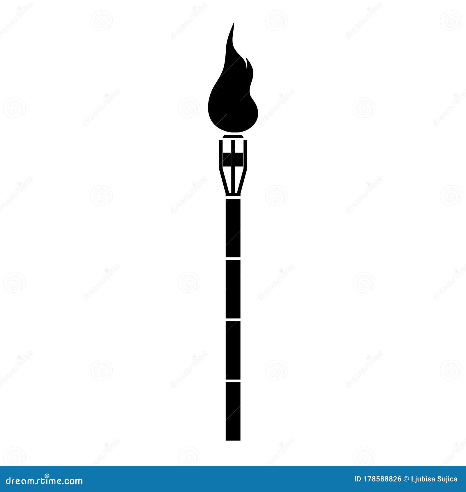 Burning Beach Bamboo Torch Icon Isolated on White Background Stock