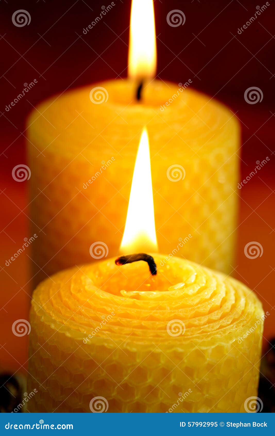 Burning bees wax candles stock image. Image of decor 57992995