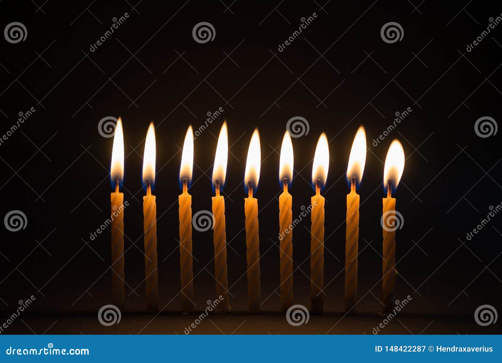 Burning Birthday Candles with Black Background Stock Image Image of