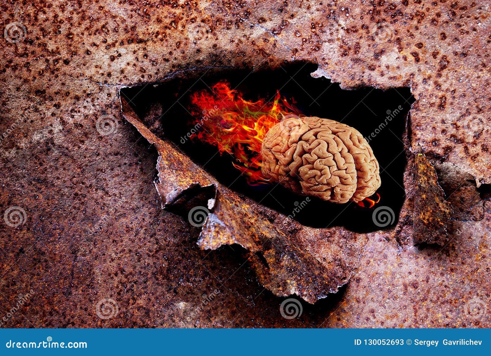 Burning Braincreative Technologies Stock Image Image Of Metallic