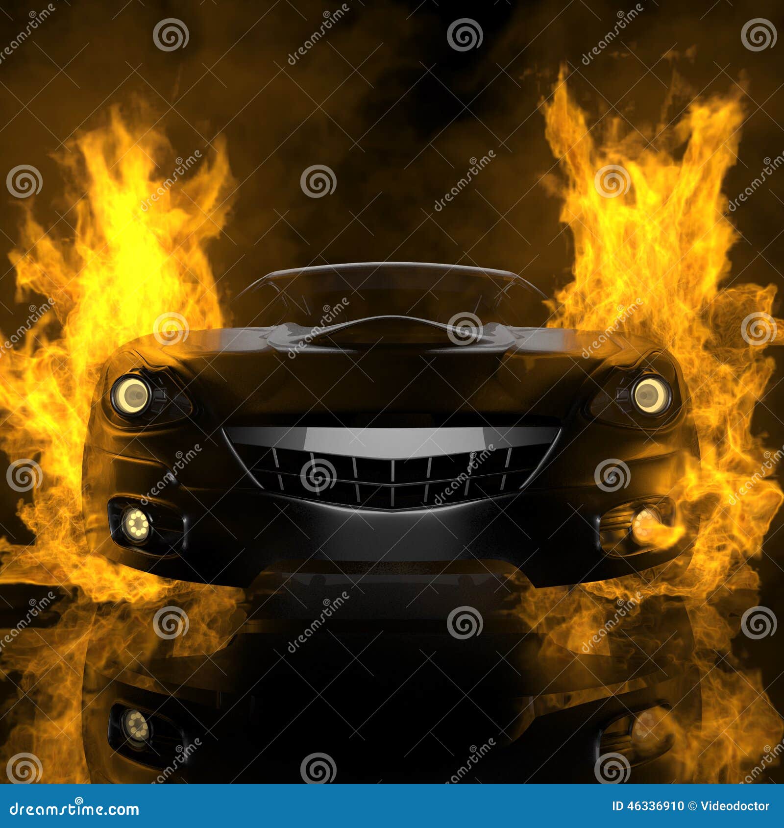 Burning Brandless Sport Car Stock Illustration Illustration of model