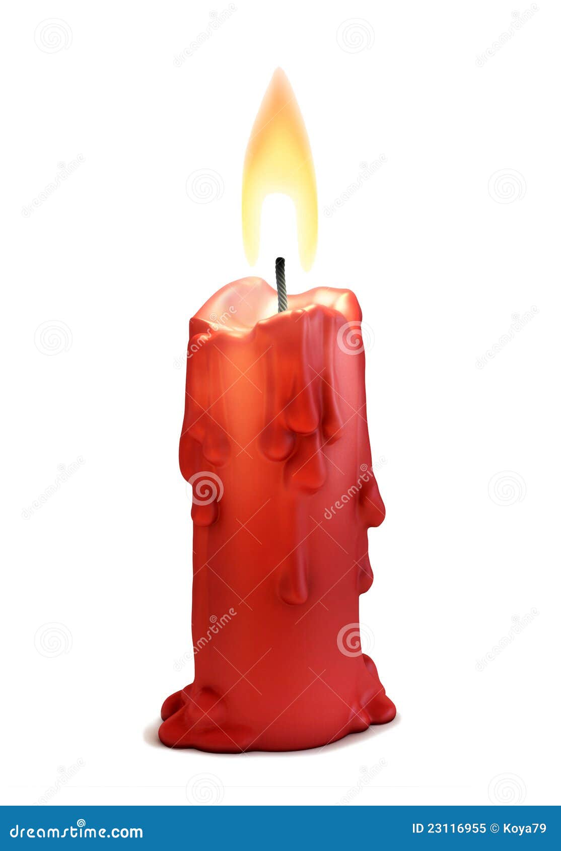 Burning Candle Dripping Or Flowing Wax Realistic Stock