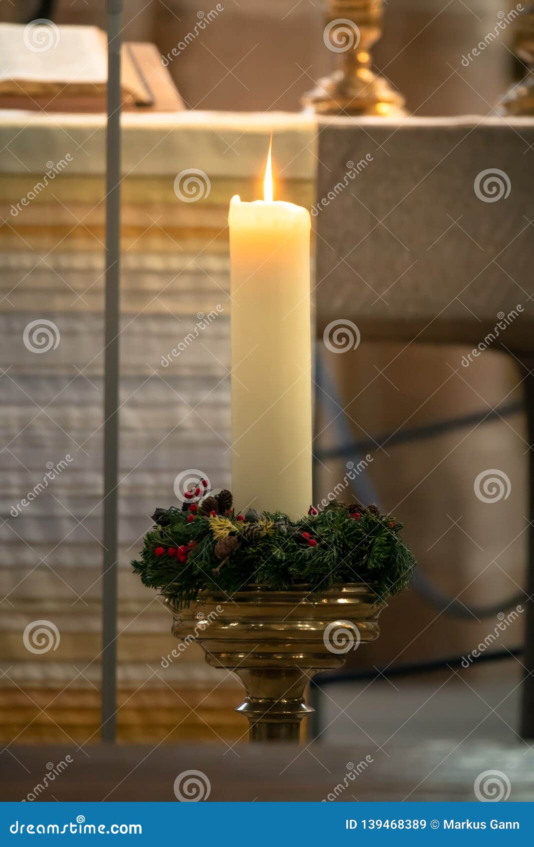 Burning candle in a church stock image. Image of typical 139468389
