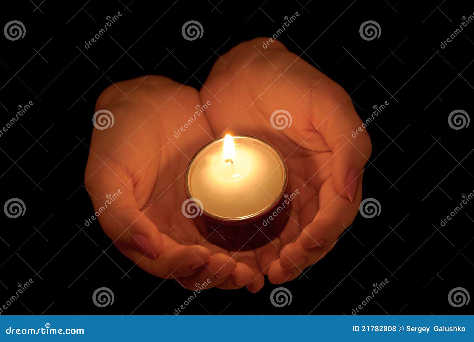 Burning Candle In Female Hands Stock Photo Image of christmas