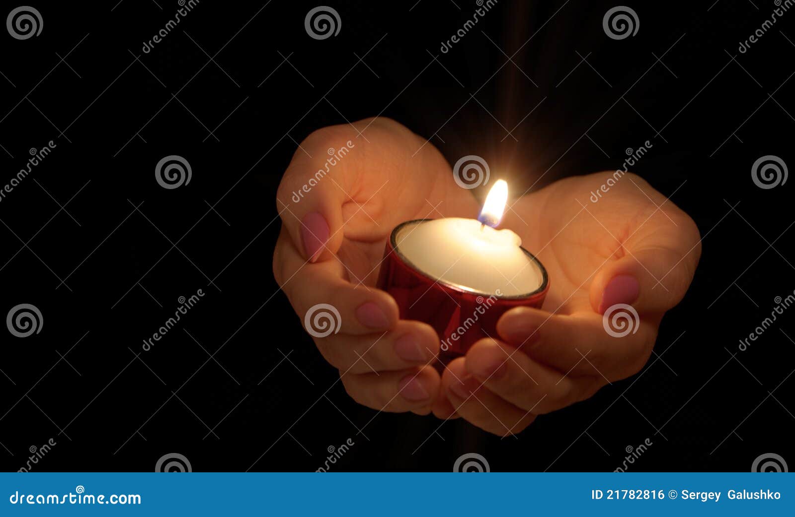 Burning Candle In Female Hands Stock Photo Image of open, human 21782816