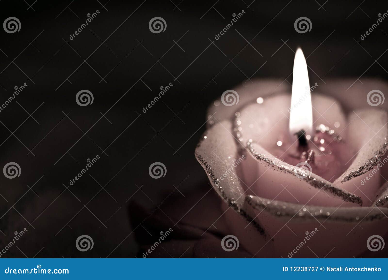 Burning Candle in the Form of Roses. Stock Image Image of flames