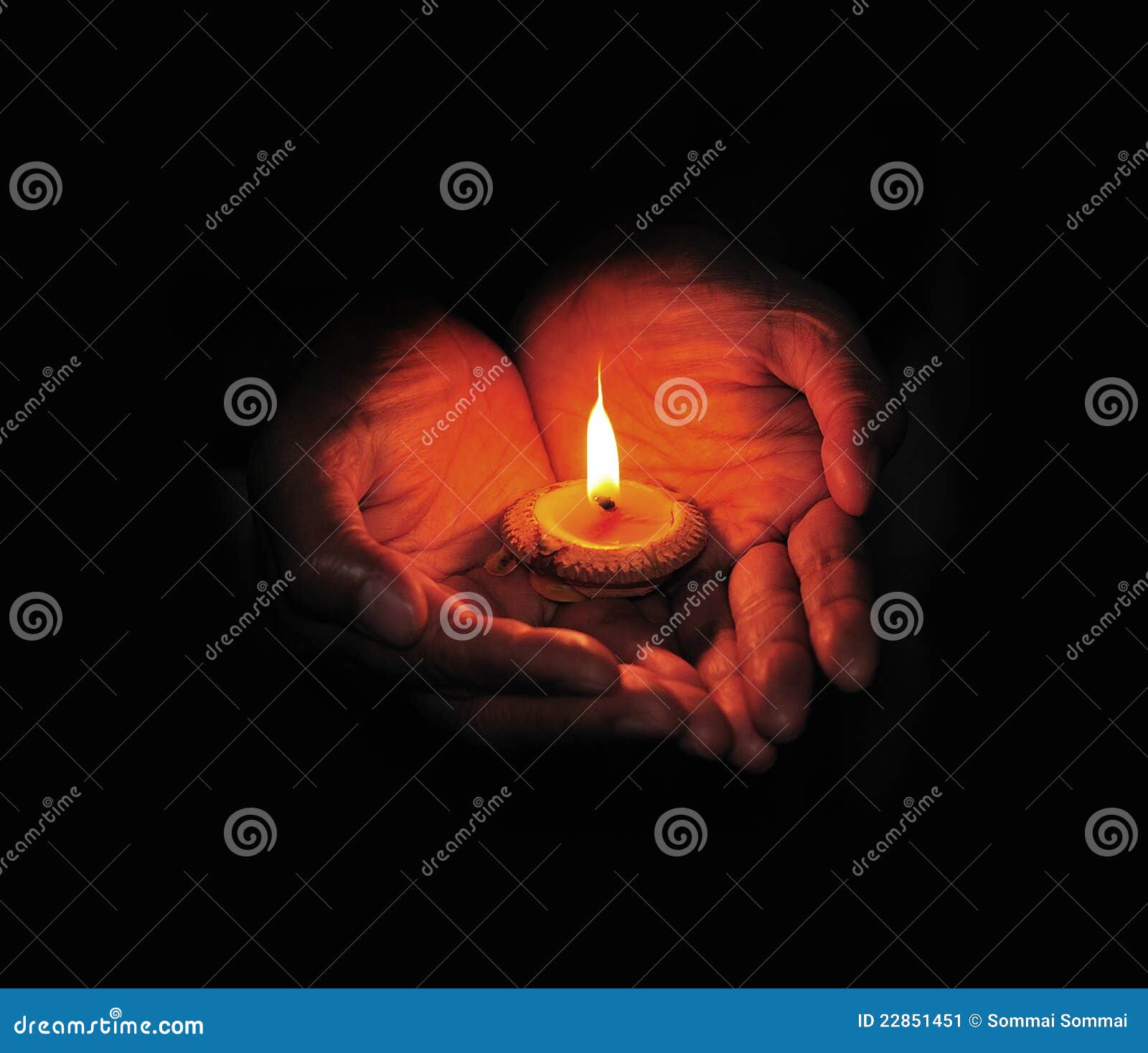 Burning candle in hand stock image. Image of night, romance 22851451