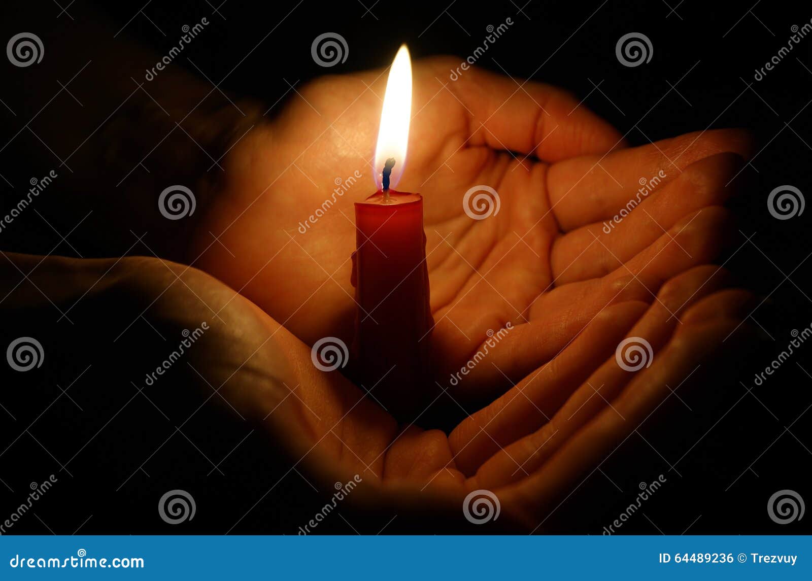 Burning Candle in the Hands Stock Photo Image of hope, hand 64489236