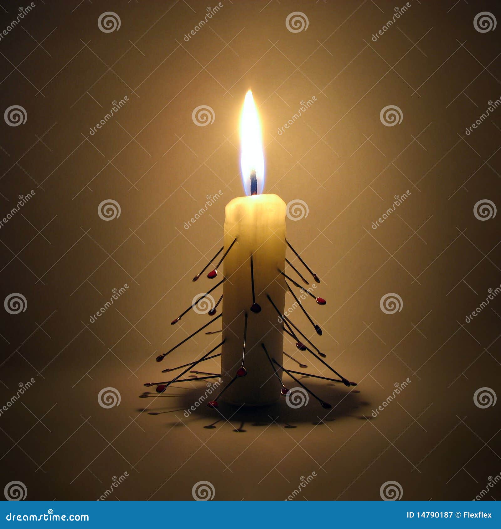 Burning Candle Larded with Needles Stock Image Image of needles
