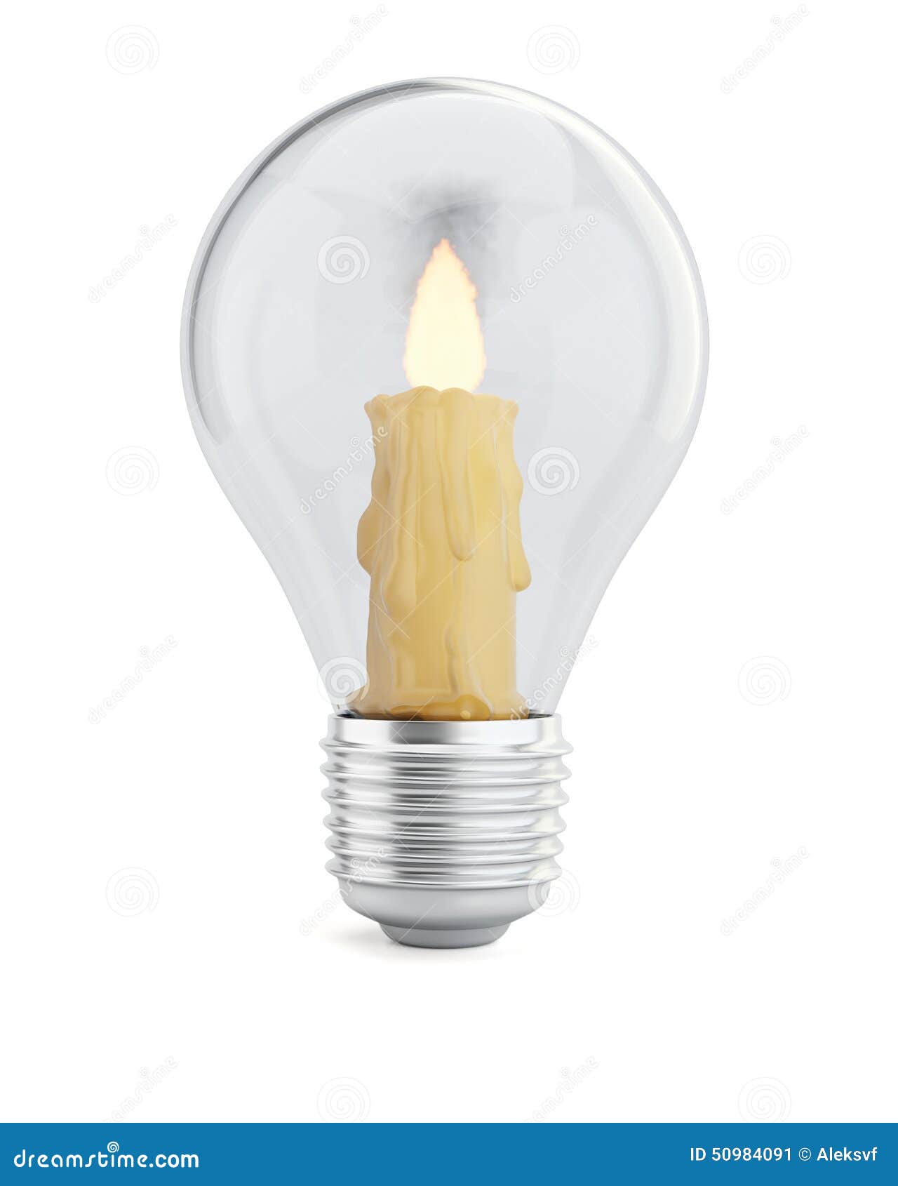 Burning Candle in the Light Bulb Stock Illustration Illustration of fire, lamp 50984091