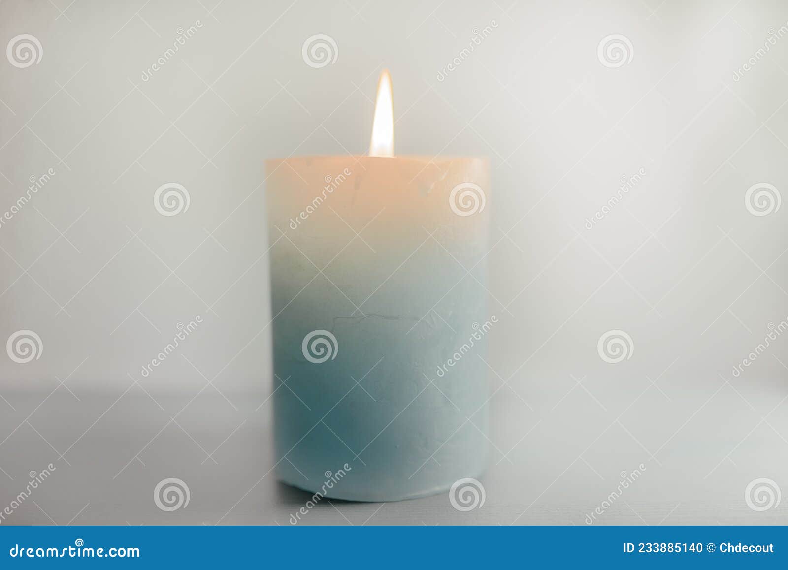 Burning Candle Placed on a Table. Meditation. Stock Photo Image of