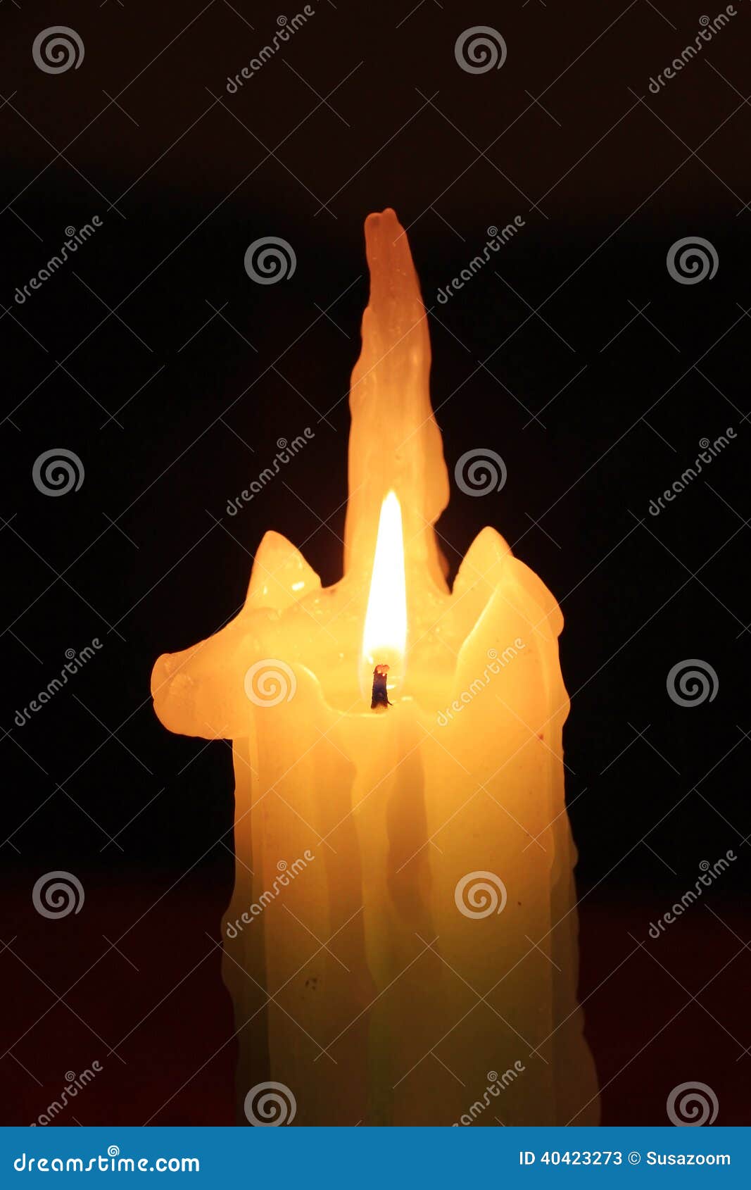 Burning Candle With Shaped Wax Stock Image Image of holiday, dark 40423273