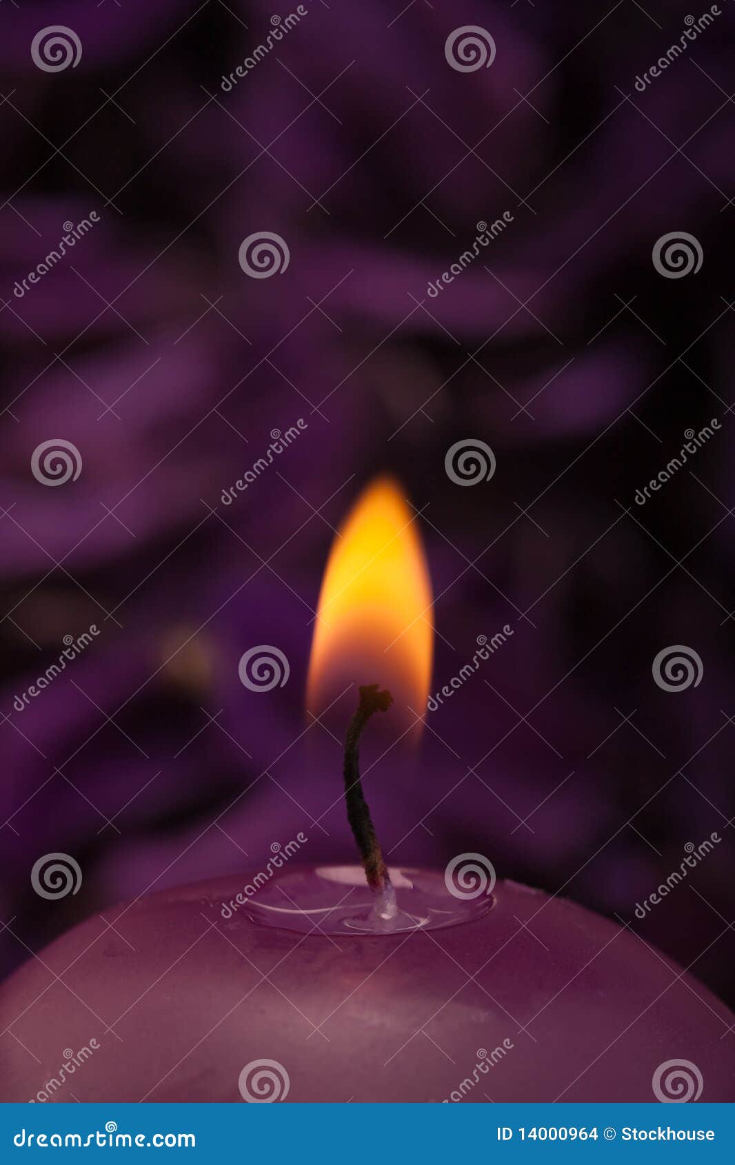 Burning Candle with Soothing Purple Background Stock Photo Image of