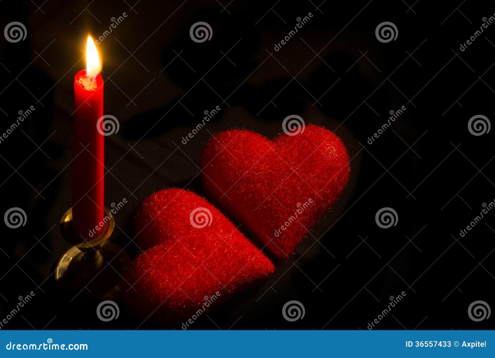 Burning Candle With Two Hearts Stock Image Image of dating