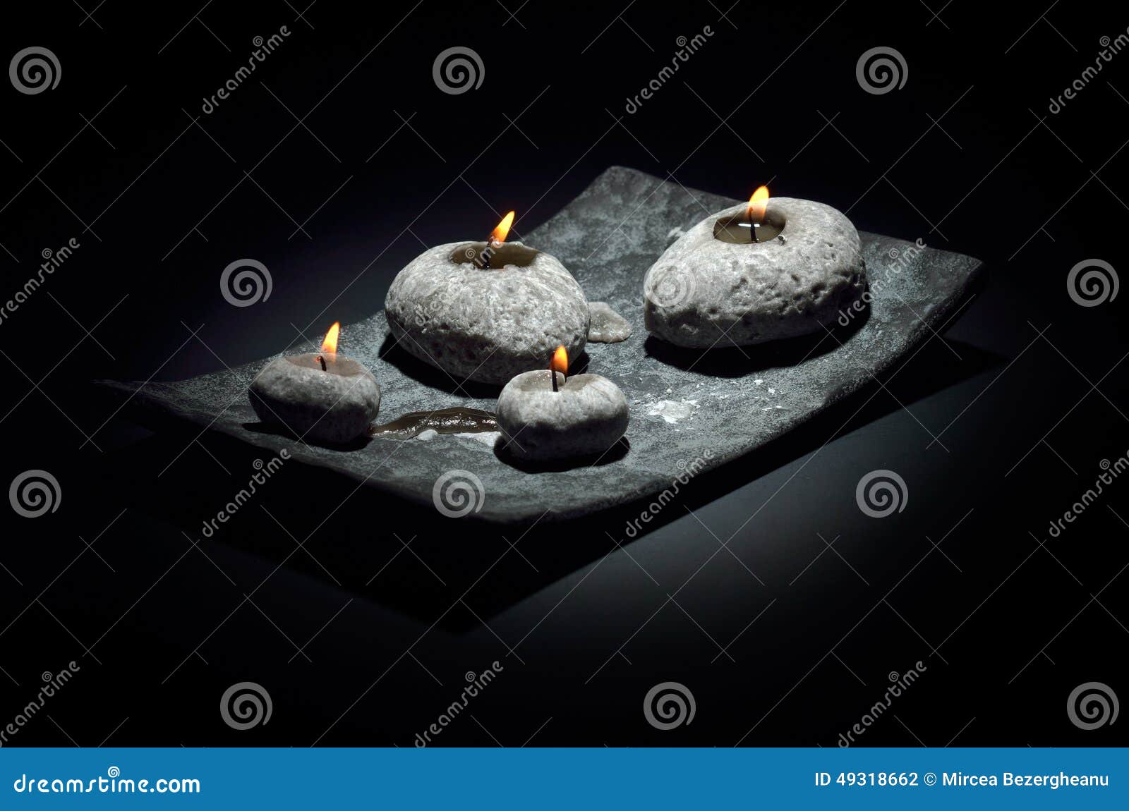 Burning candles on black stock photo. Image of burn, bright 49318662