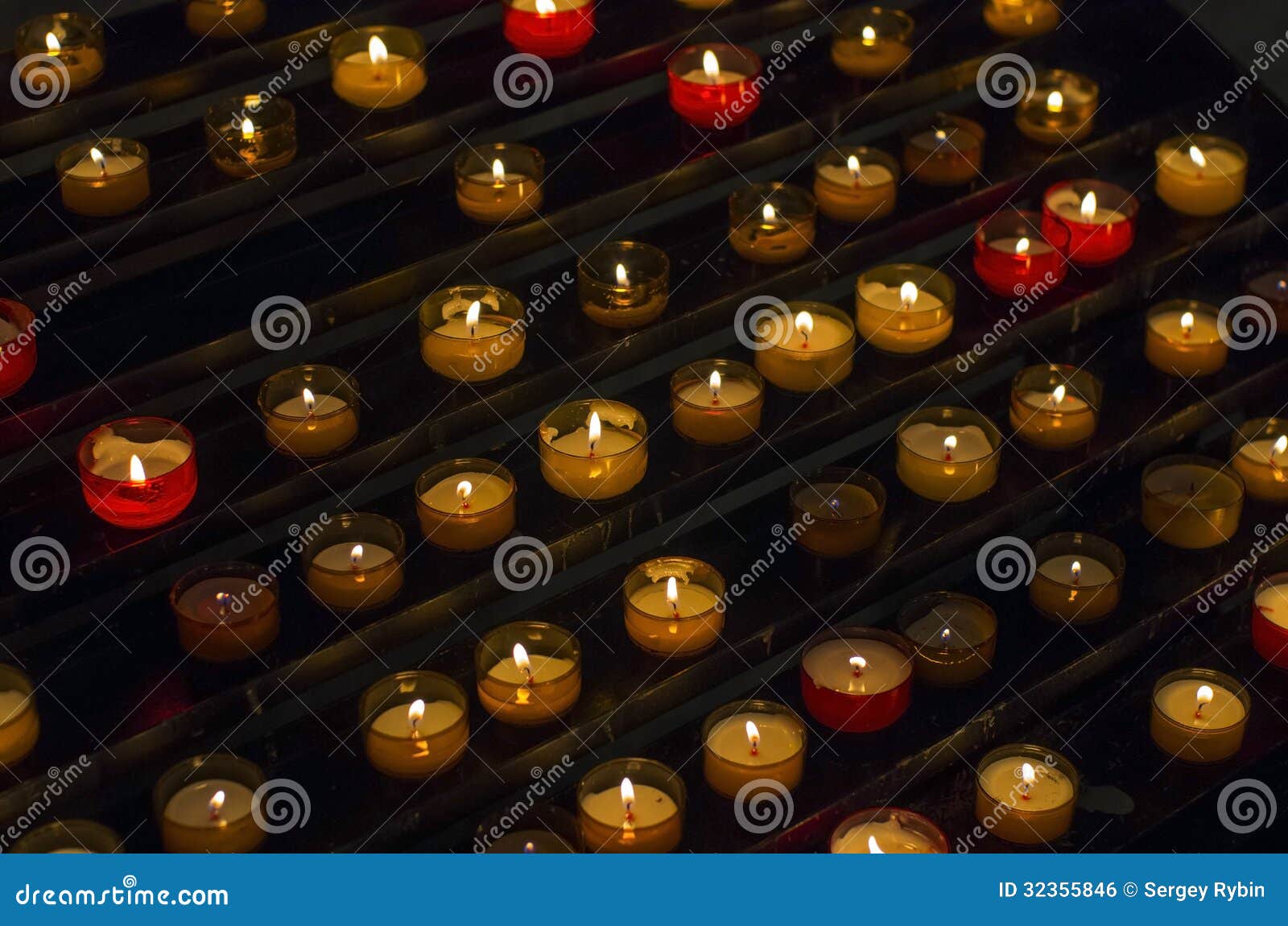 Burning Candles in the Catholic Church. Stock Photo Image of religion, aged 32355846