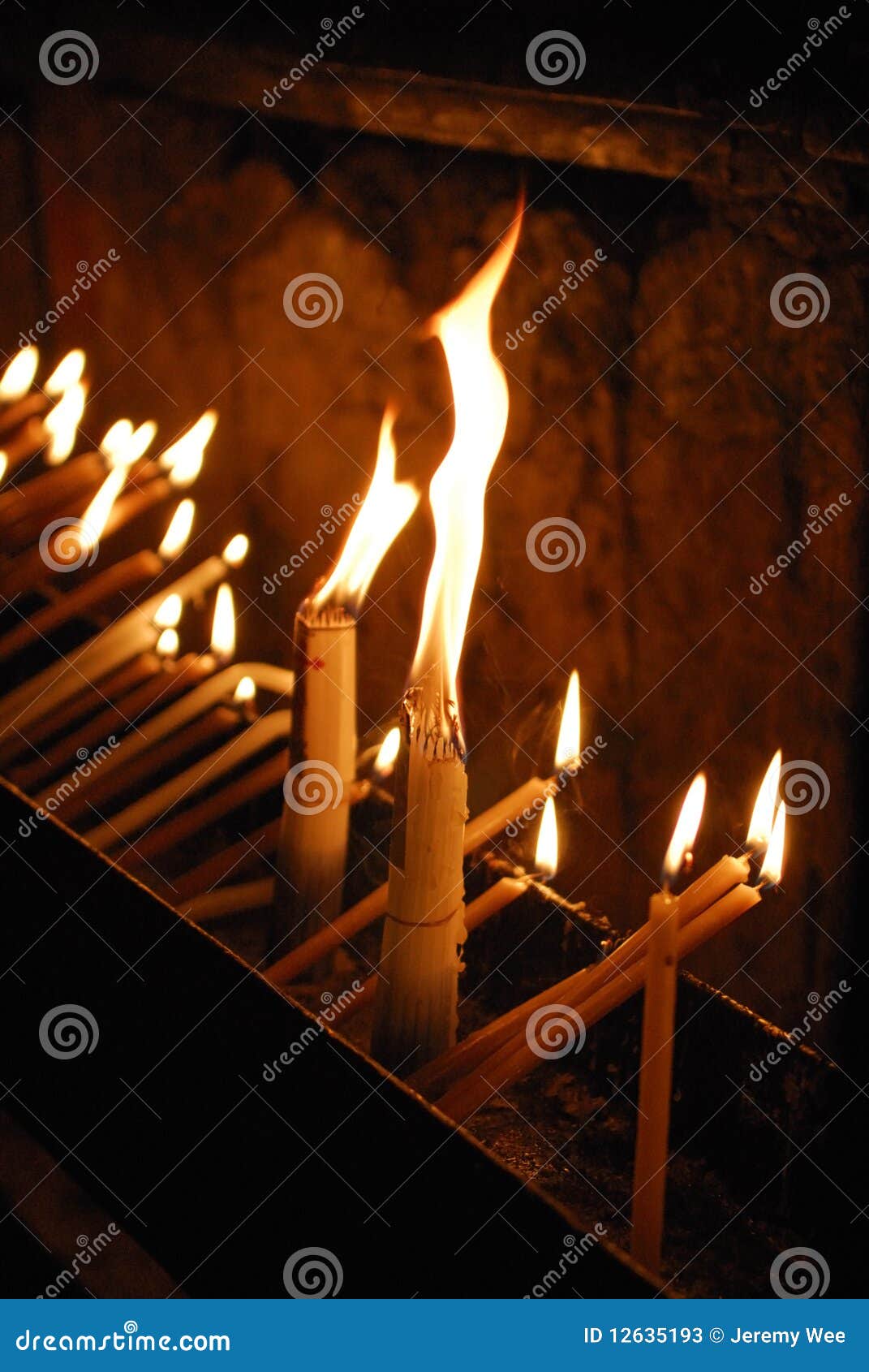 Burning Candles in a Church Stock Image Image of light, pray 12635193