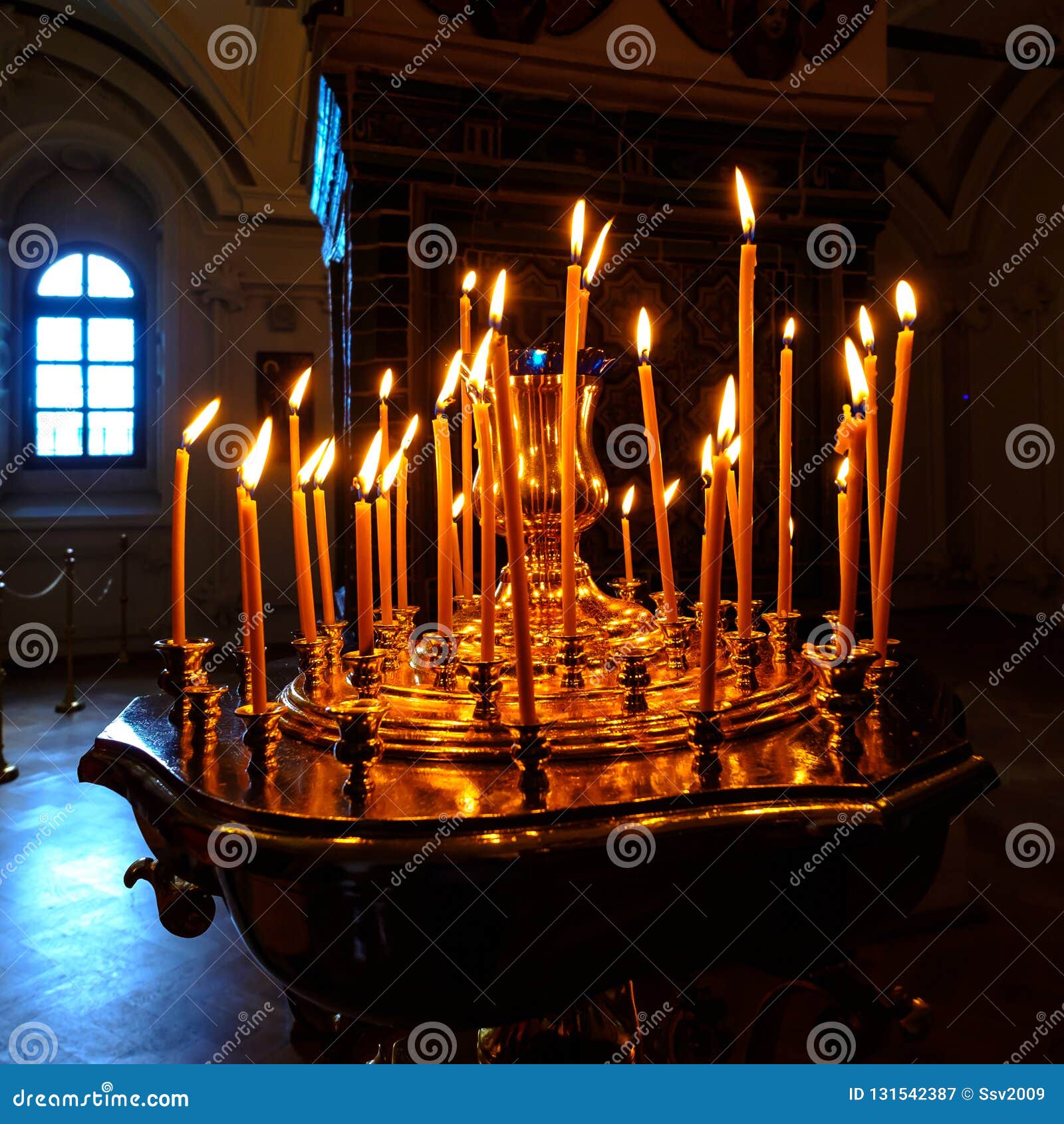 Burning Candles in the Church Stock Image Image of orthodox, blue