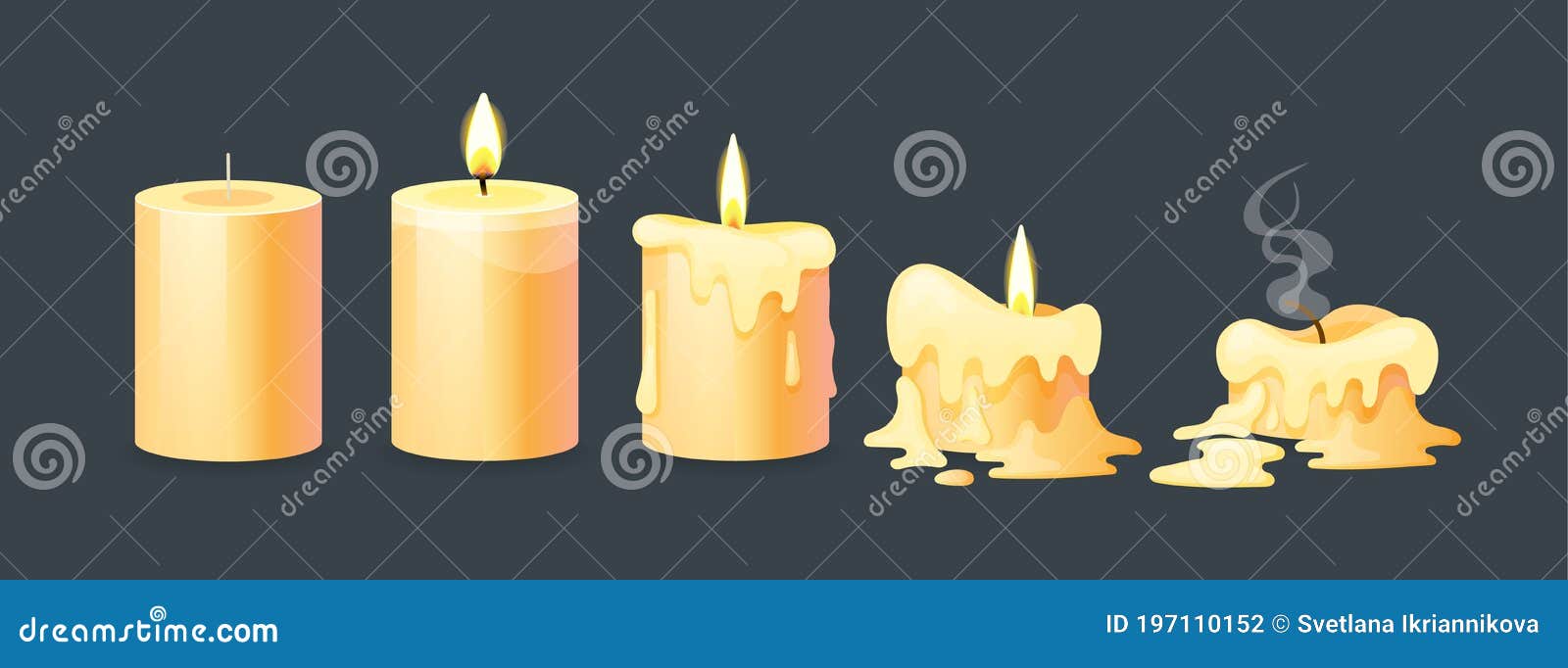 Burning candle with melting wax on a small Vector Image