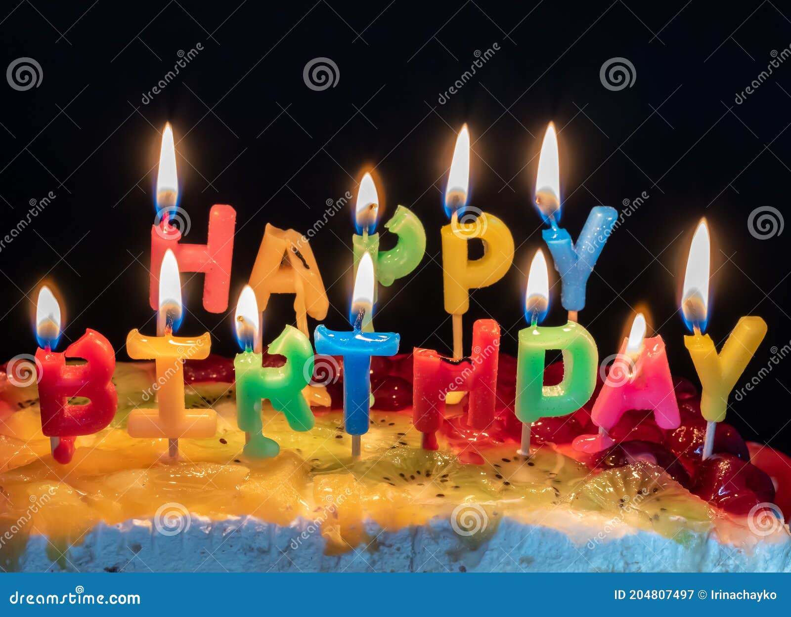 Burning Candles in the Form of Letters Happy Birthday Stock Image
