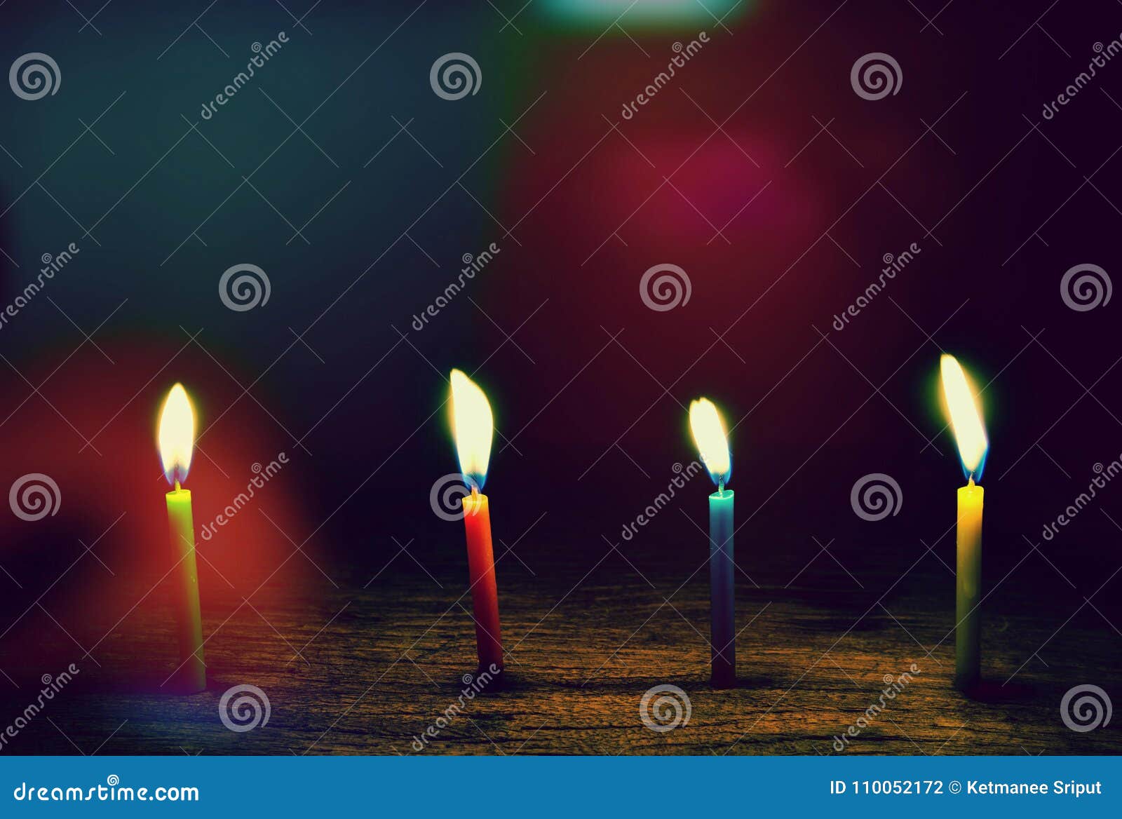 Burning Candles with Retro Filter Effect Stock Photo Image of blue