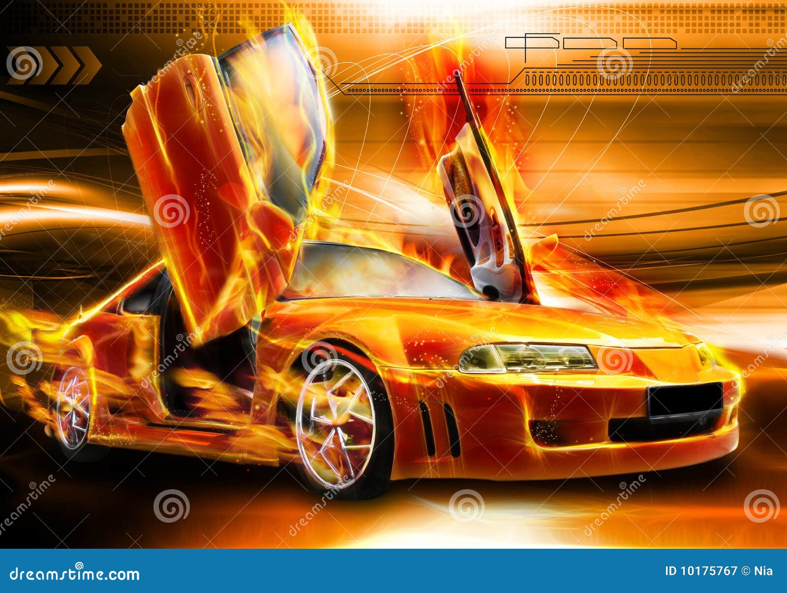 Burning Car Background Stock Illustration Illustration Of Night