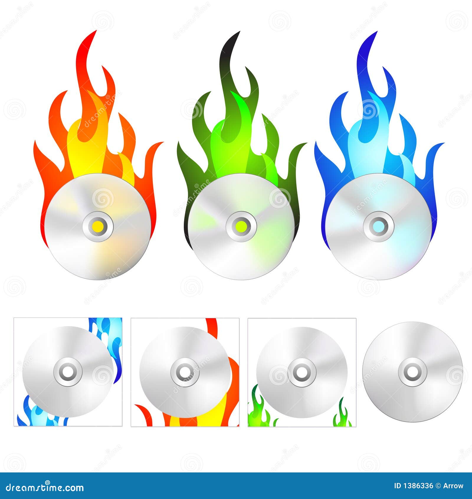 Burning CD stock vector. Illustration of burning, icon 1386336