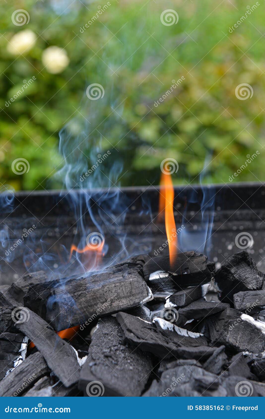 Burning Charcoal on Barbecue Grill Stock Photo Image of heat, four
