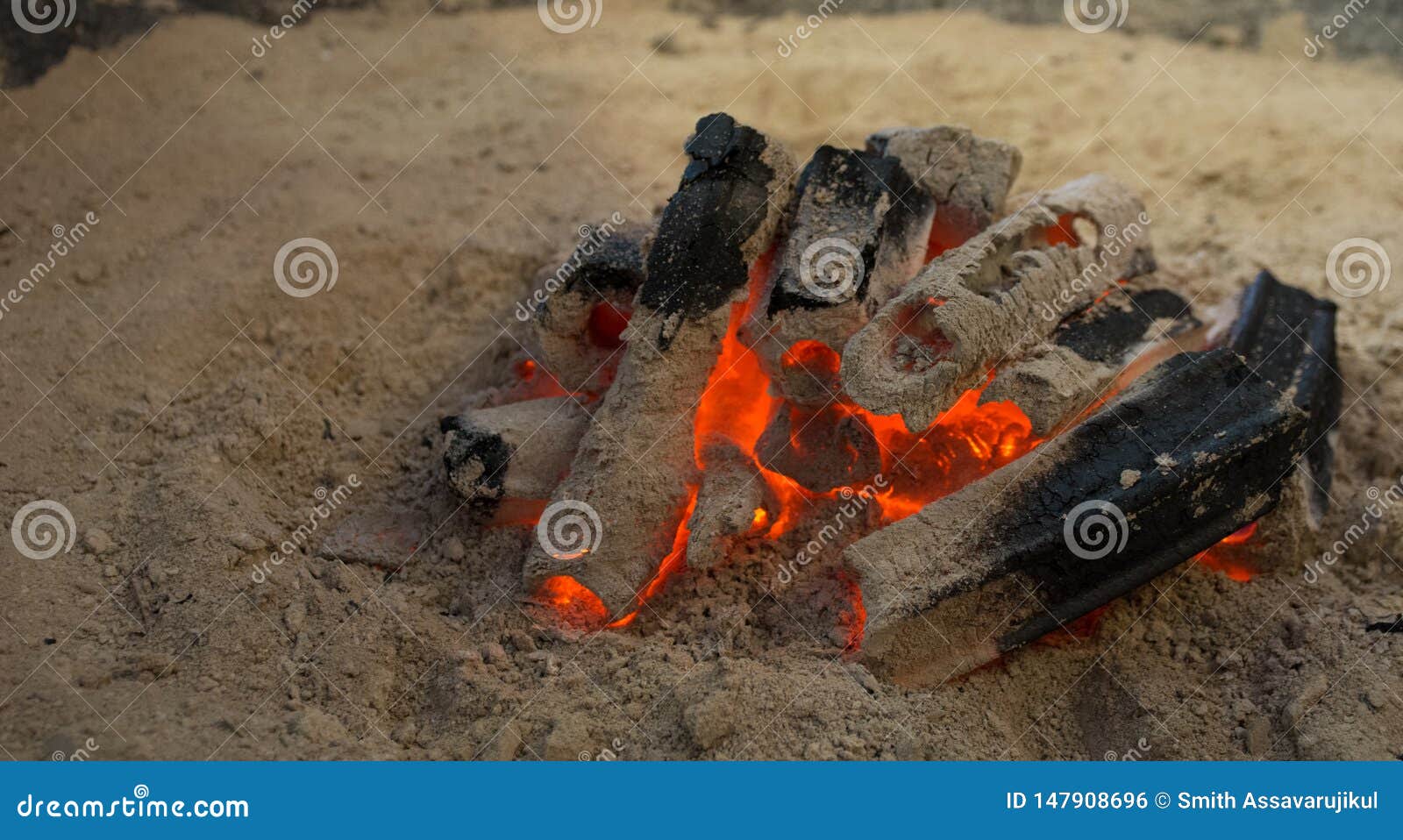 Burning Charcoal Firewood Burning Make the Temperature of the Room Getting Warmer Stock Photo