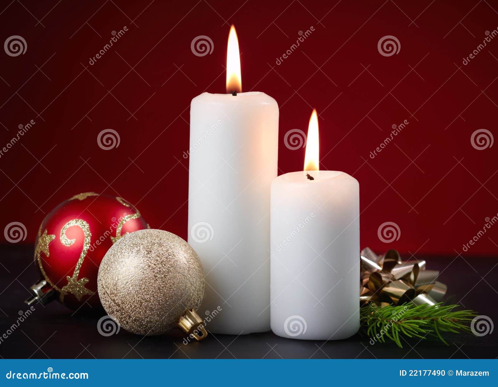 Burning christmas candles stock photo. Image of shiny 22177490