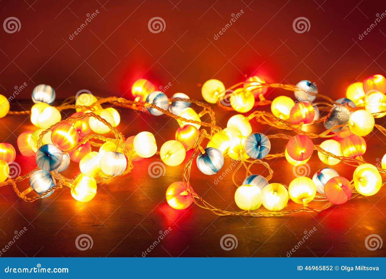 Burning Christmas Lights Over Red Background Stock Photo Image of traditional, light 46965852