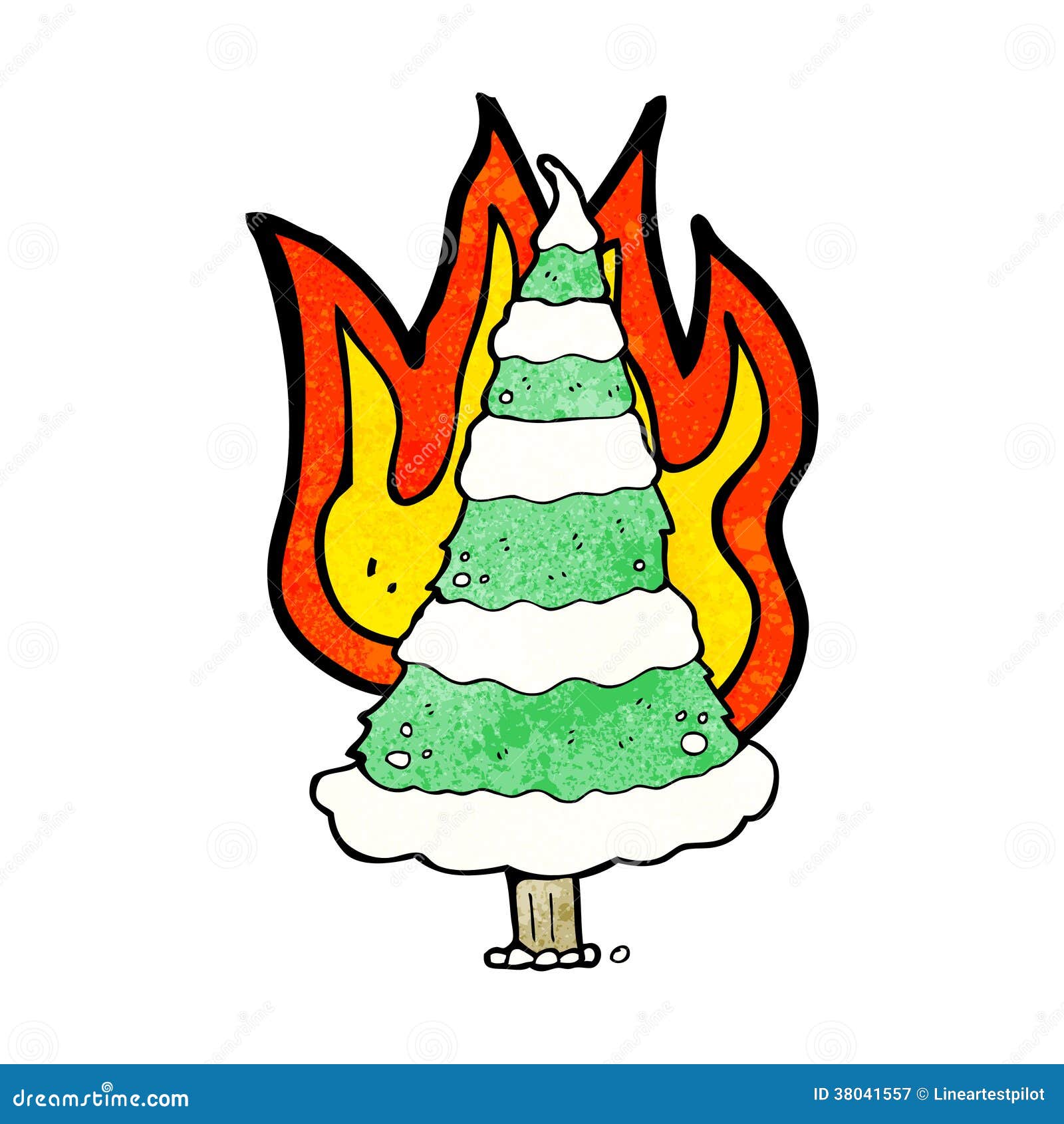 Burning Christmas Tree Cartoon Stock Vector Illustration of funny