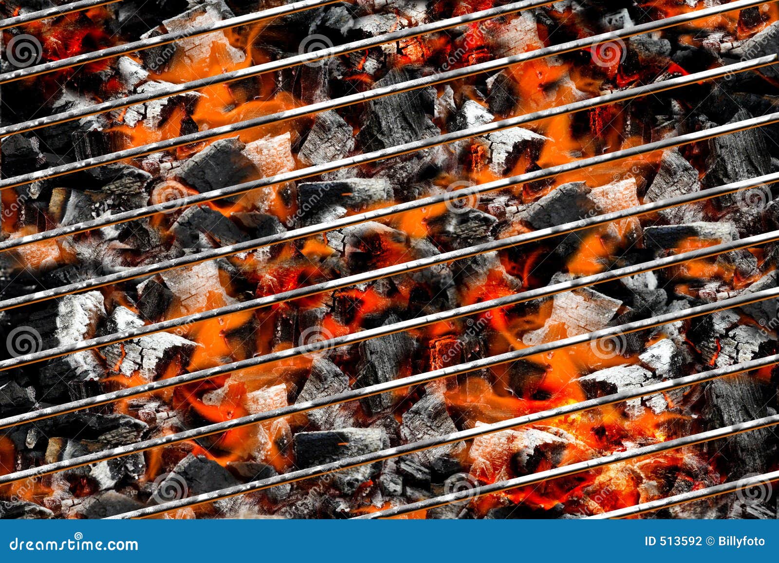 burning coals in barbecue