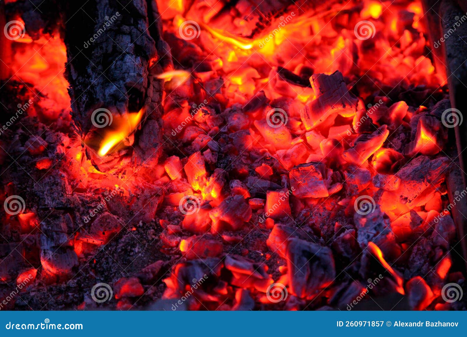 Burning coals of a fire stock image. Image of embers 260971857