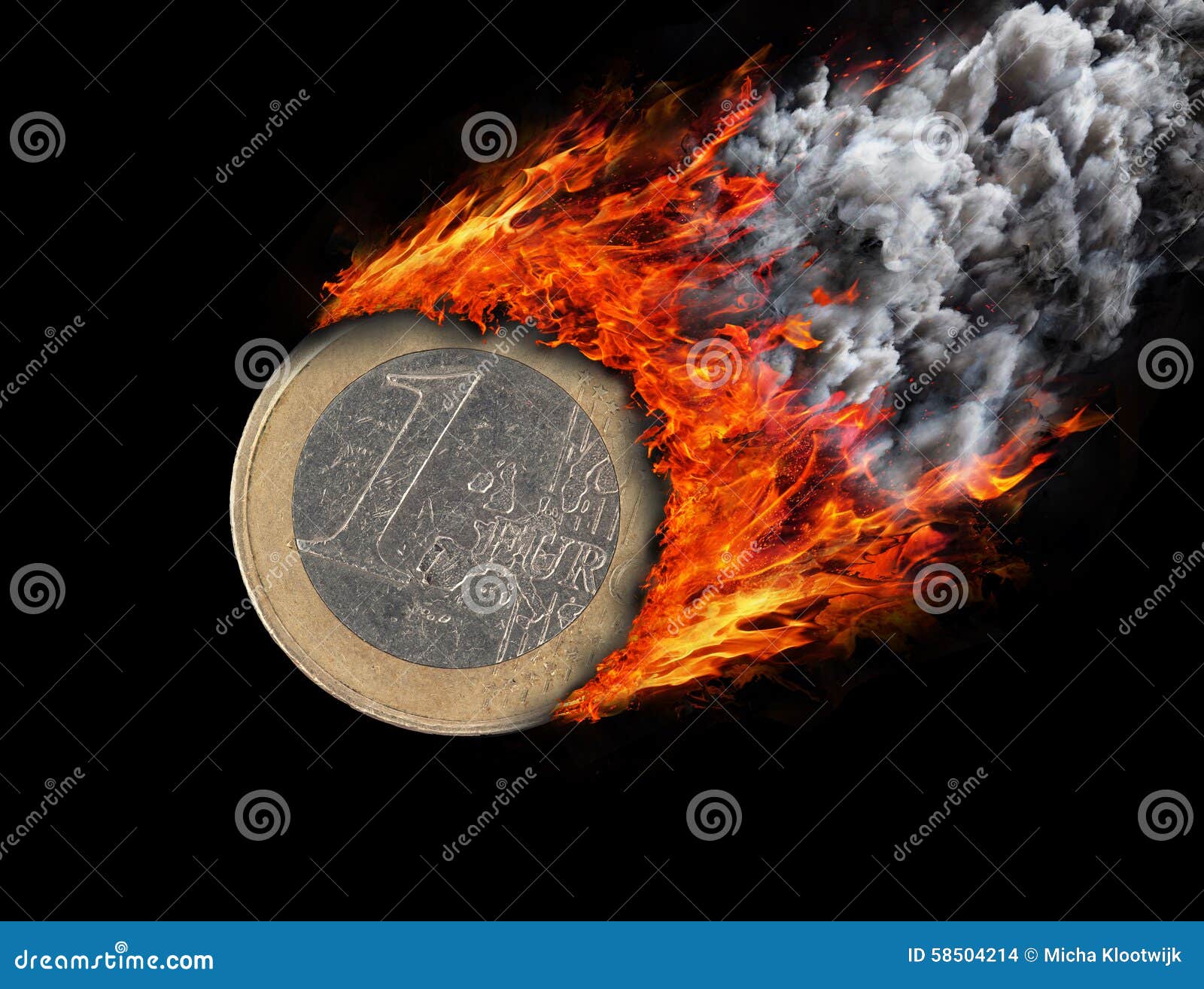 Burning Coin with a Trail of Fire and Smoke Stock Photo Image of heat, banking 58504214