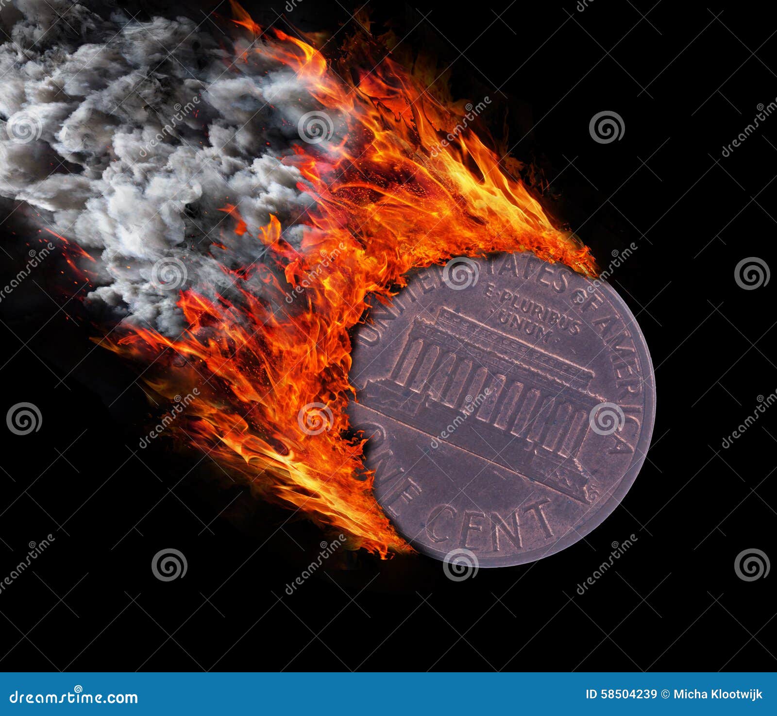 Burning Coin with a Trail of Fire and Smoke Stock Image Image of earth, growth 58504239