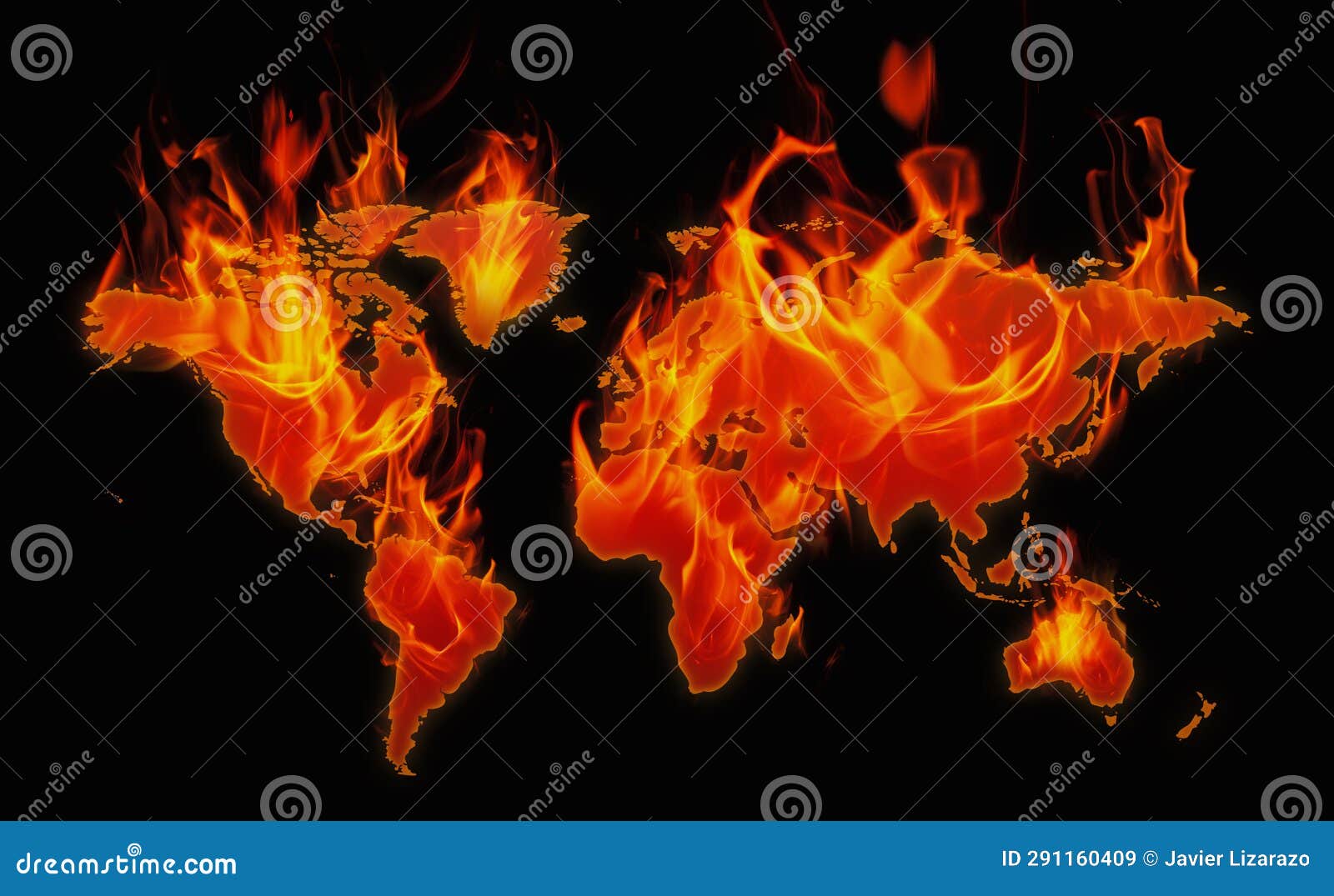 burning continents, world map on fire, conceptual image of world problems, global warming, war, insecurity - continentes ardiendo