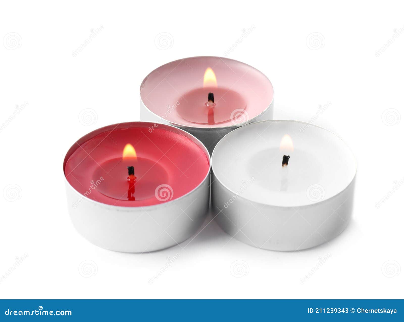 Burning Decorative Wax Candles on White Background Stock Image Image