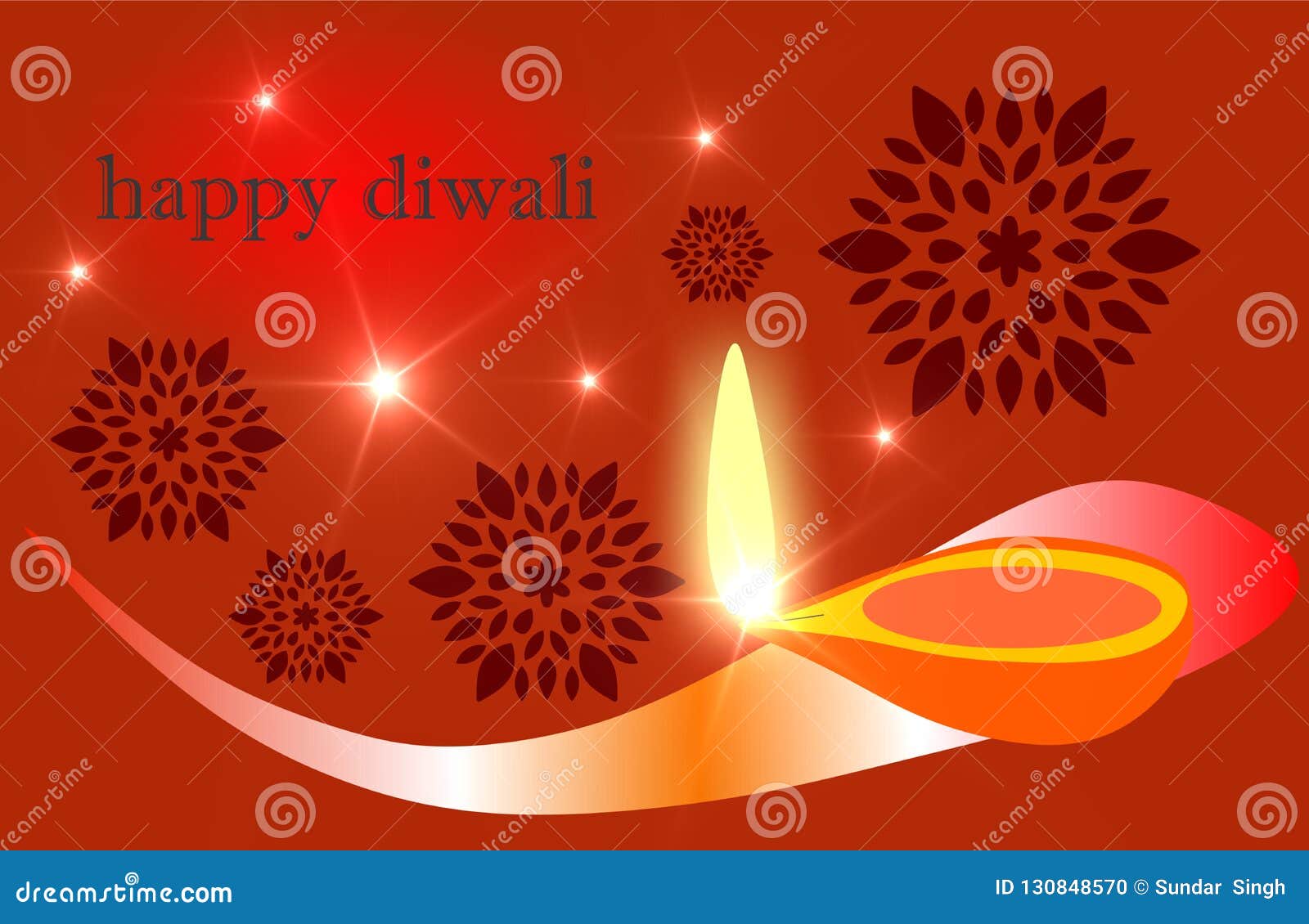 Burning Diya on Happy Diwali Holiday Background for Light Festival ...