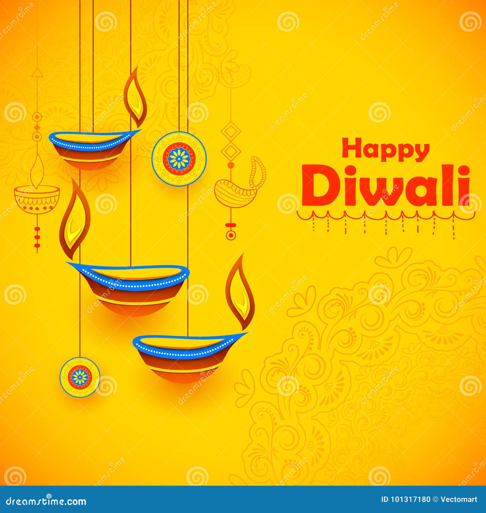 Burning Diya on Happy Diwali Holiday Background for Light Festival of India  Stock Vector - Illustration of diya, dharma: 101317180
