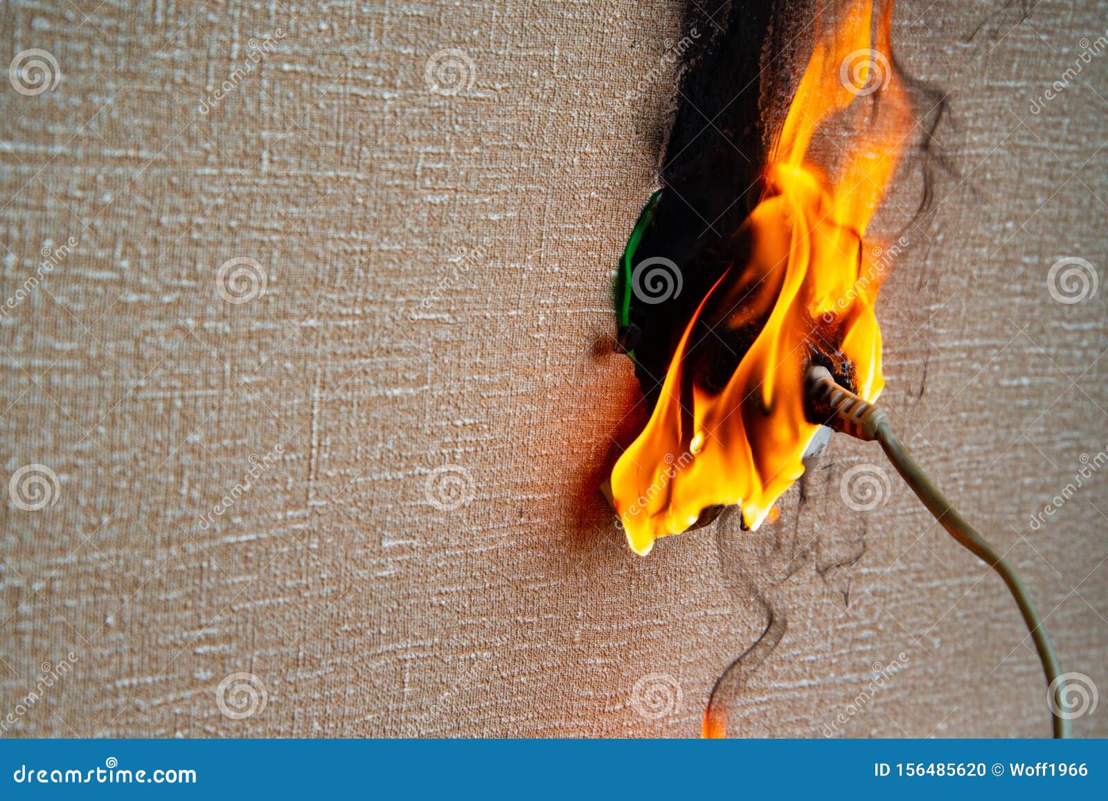 Burning Electrical Wiring And Electrical Outlet. Faulty Wiring Causes