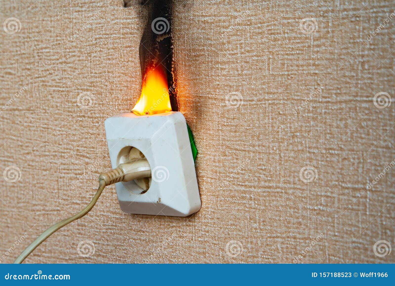 Burning Electrical Wiring and Electrical Outlet. Faulty Wiring Causes