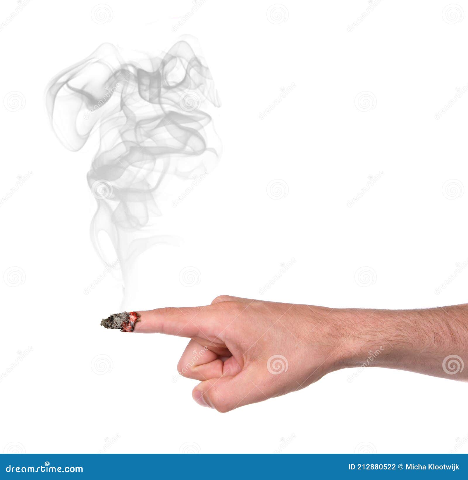 Burning Finger Pointing, Isolated Stock Photo Image of background