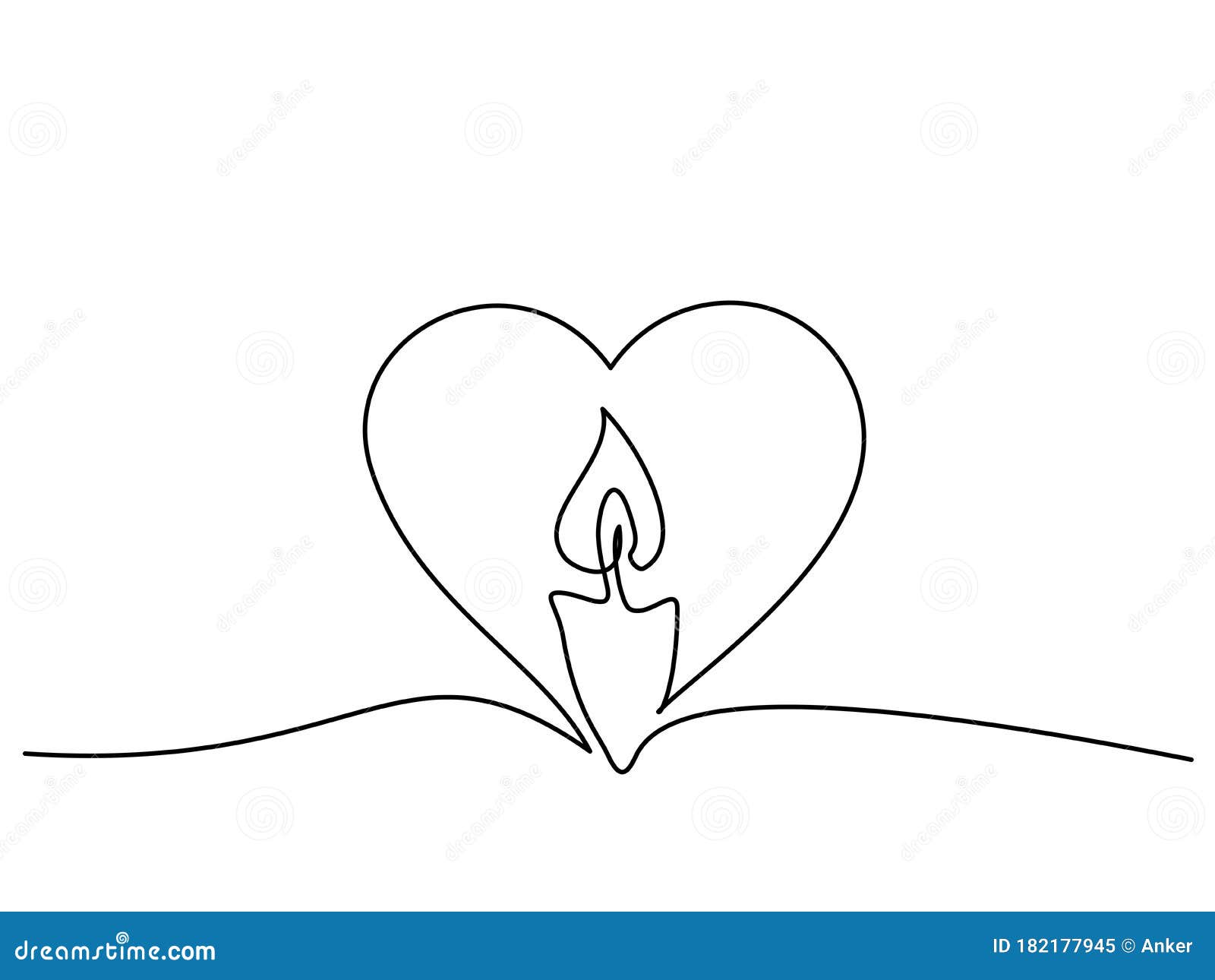 burning fire candle continuous one line drawing