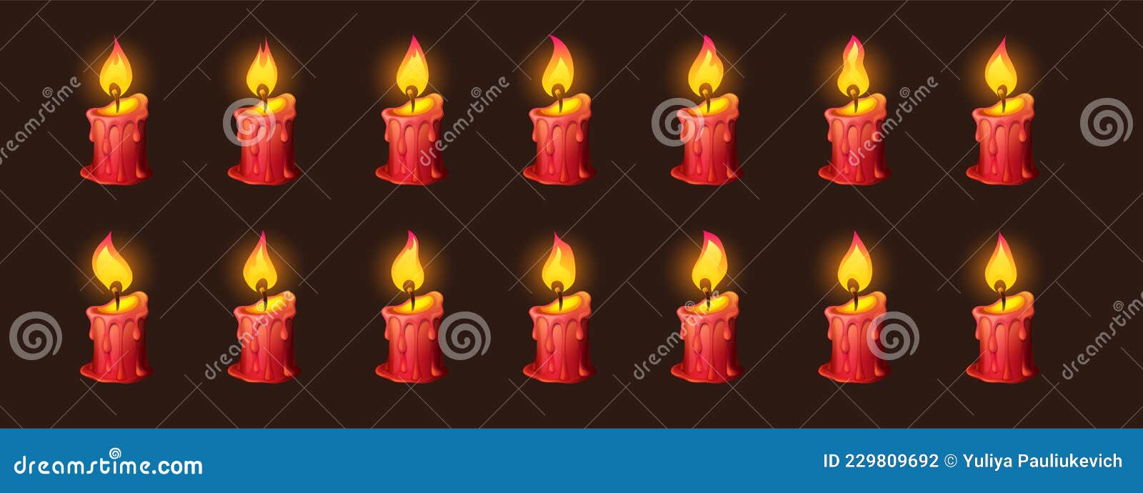 Burning Fire on Candle for 2d Animation Stock Vector Illustration of