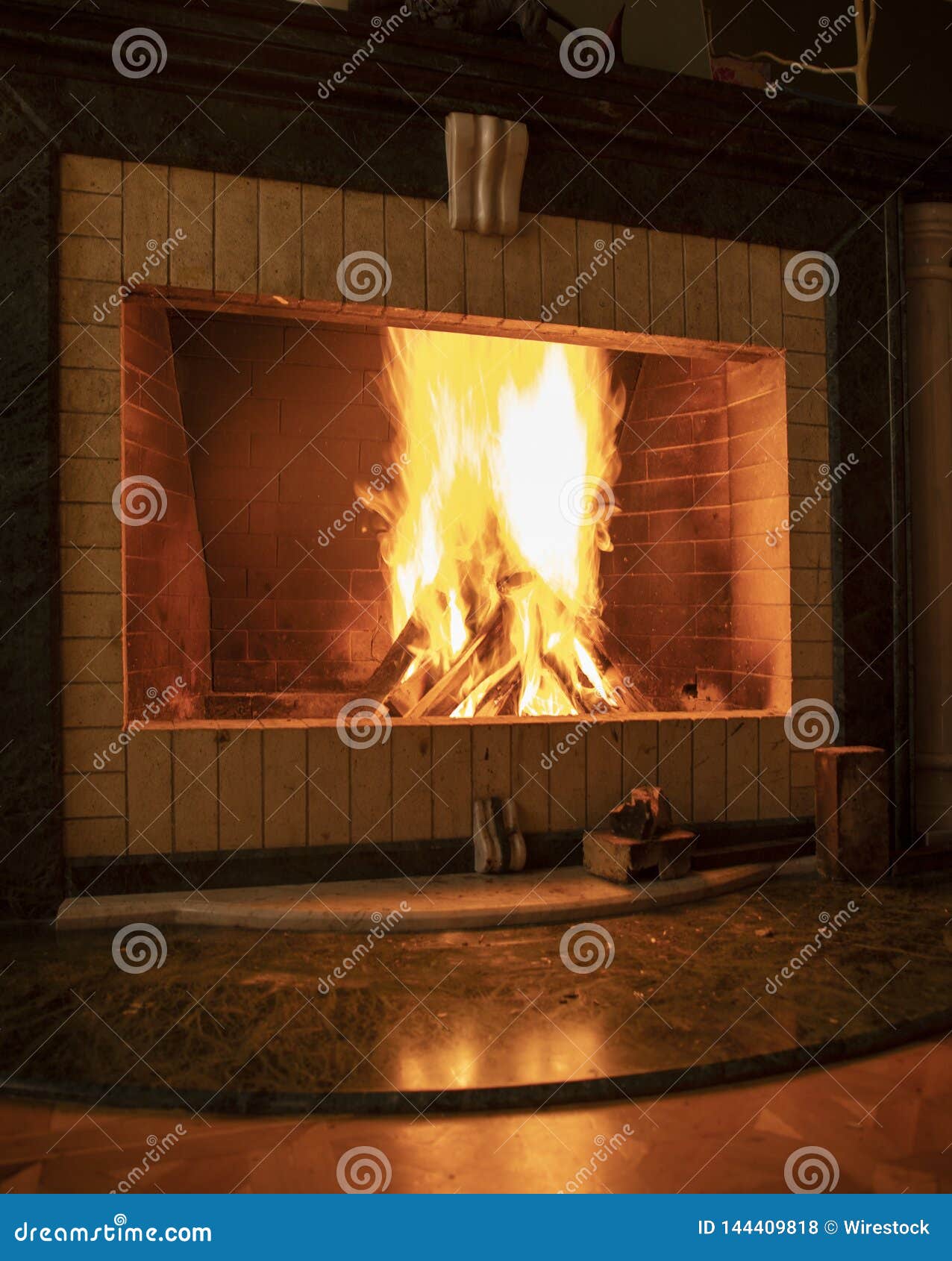 Fireplace in a fancy house stock photo. Image of cozy ...