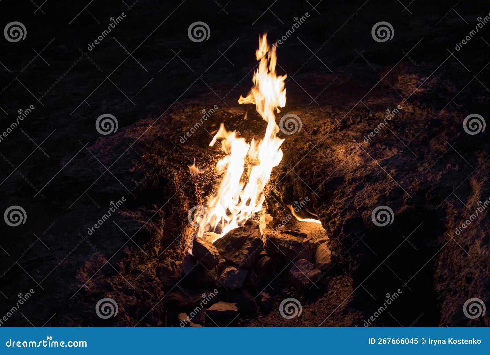 Burning Fire of Natural Gas Outlet on the Rocky Slope of Chimaera ...