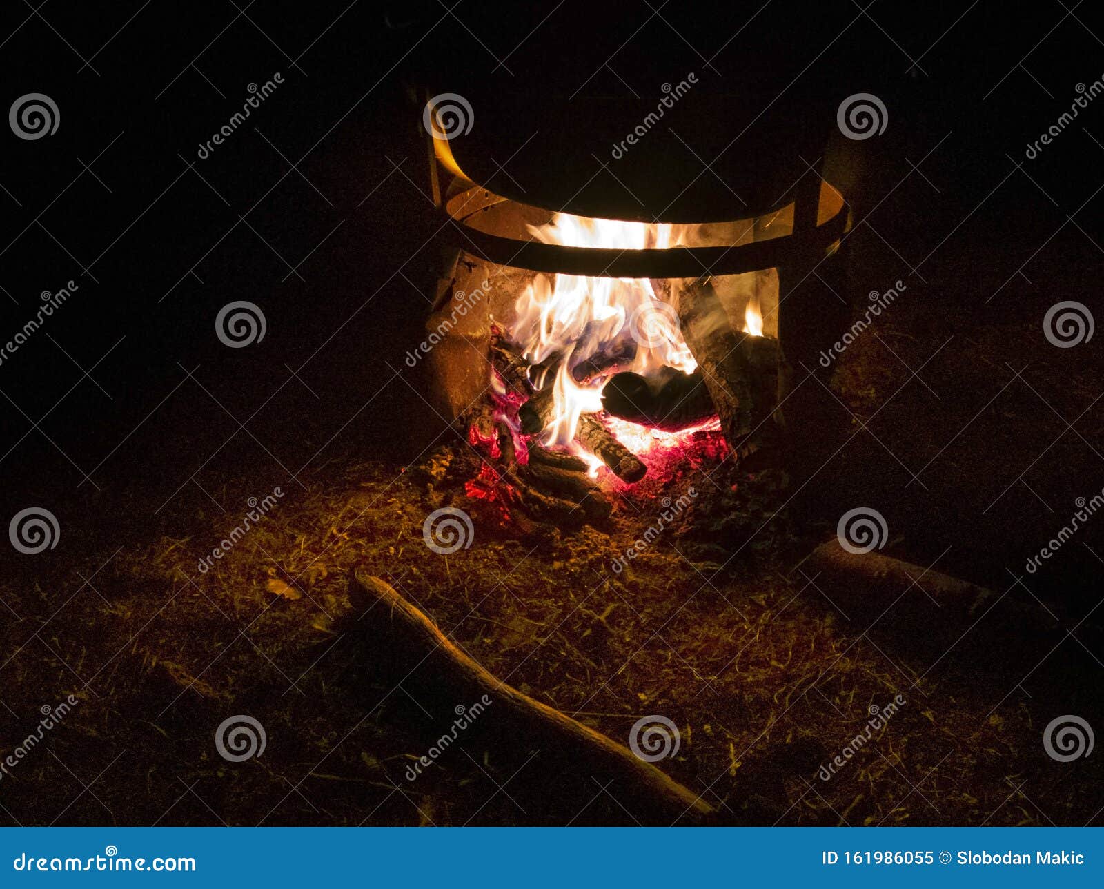 Burning Fire Under the Cauldron Stock Image Image of dark, doboj