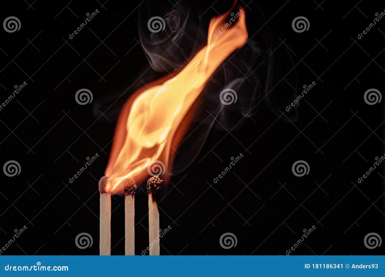 Burning Flame from Matchstick Ignition Stock Illustration
